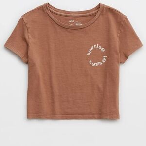Aerie Cropped Graphic Baby Tee, Medium